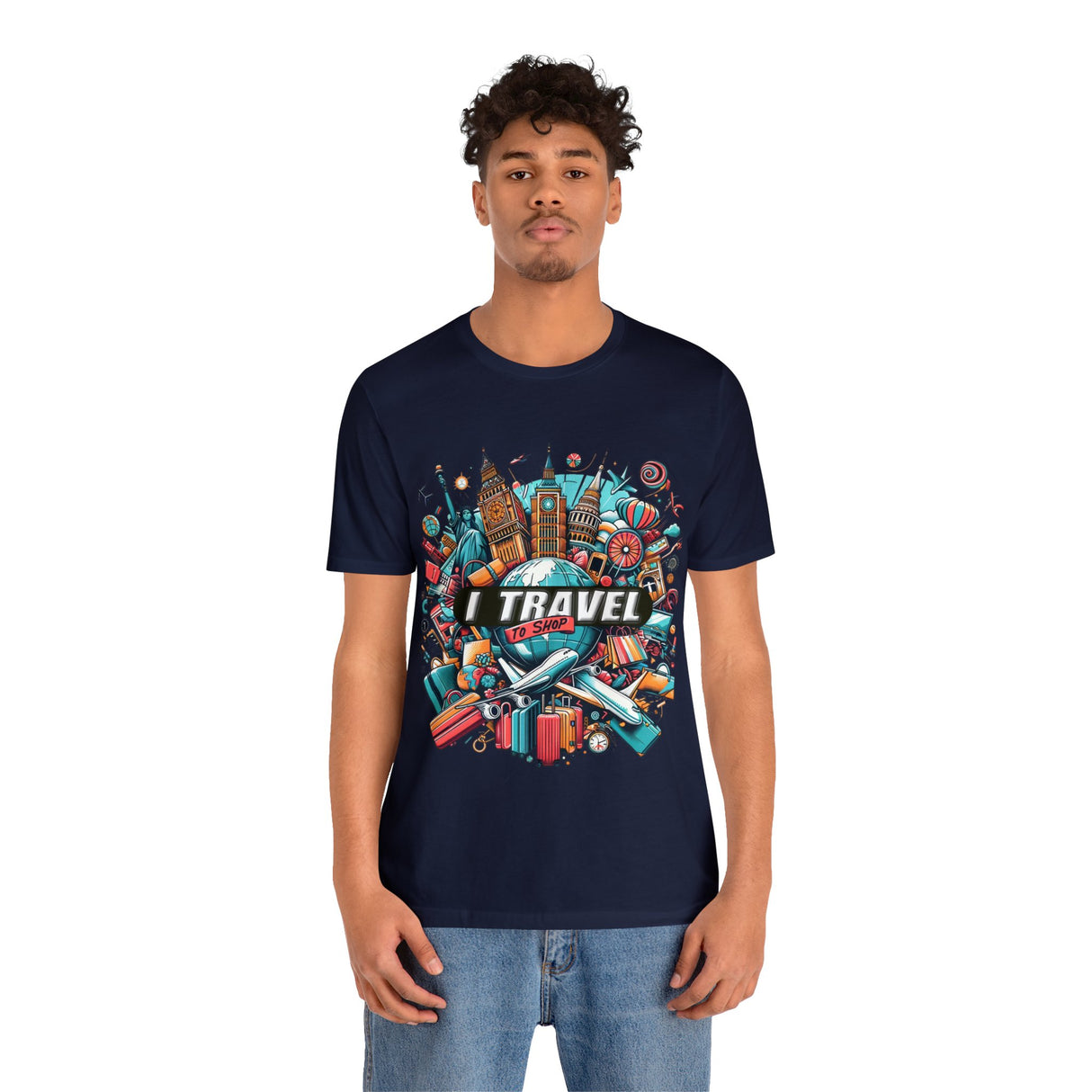 "I Travel To Shop" full color T-shirt