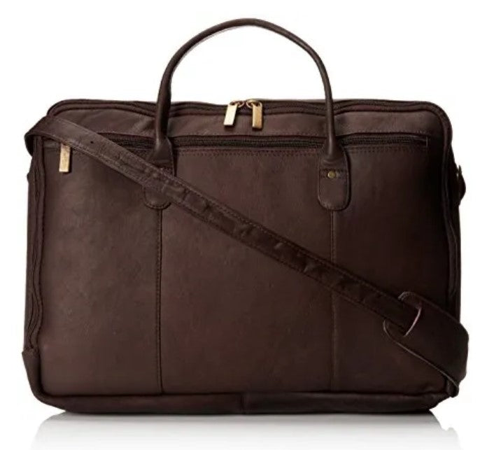 Leather Double Zip Top Briefcase (Style 178)