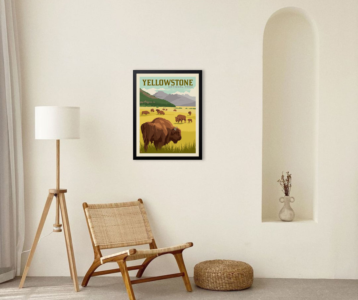 Yellowstone National Park: Bison Herd (63 National Parks) Art Print