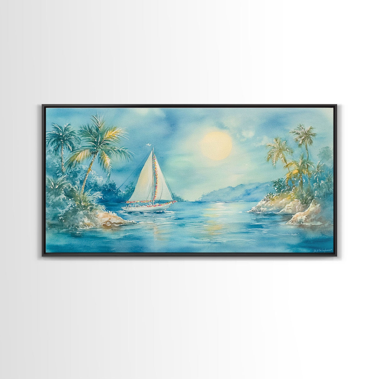 Festive Boat Lighthouse Framed Canvas Print Christmas Nautical Holiday Art Beach Christmas Decor Best Gift Christmas Art Prints 2024