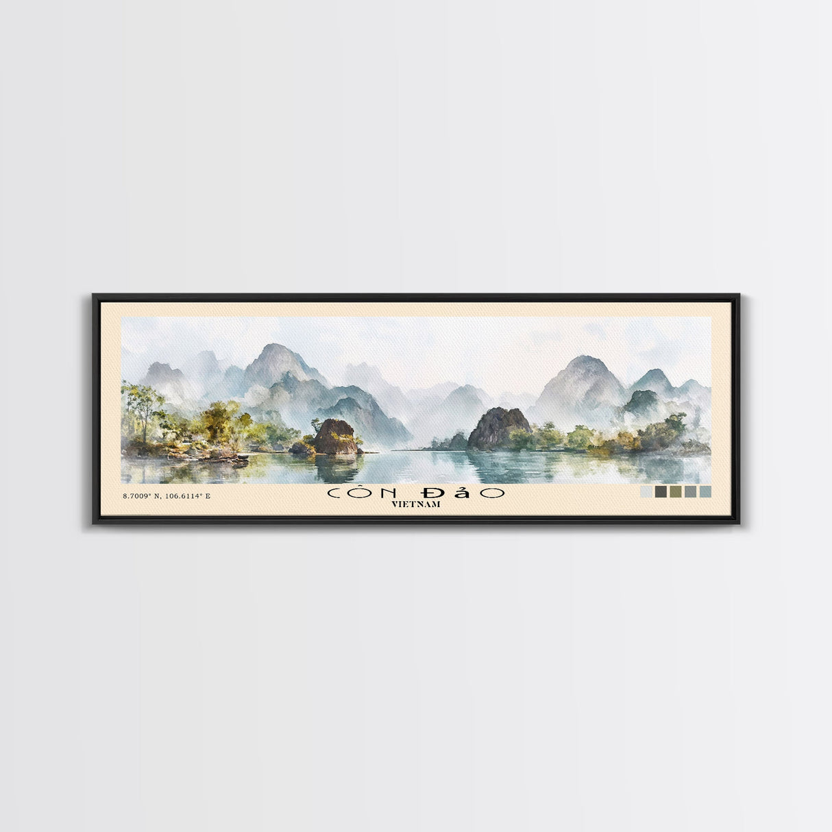 Côn Đảo, Vietnam Watercolor Beach Print, Vacation Gift, Vietnam Wall Art, Framed Canvas Print, Framed Beach Painting