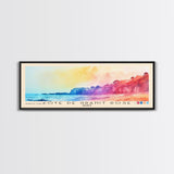 Côte de Granit Rose, France Watercolor Beach Print, Vacation Gift, France Wall Art, Framed Canvas Print, Framed Beach Painting