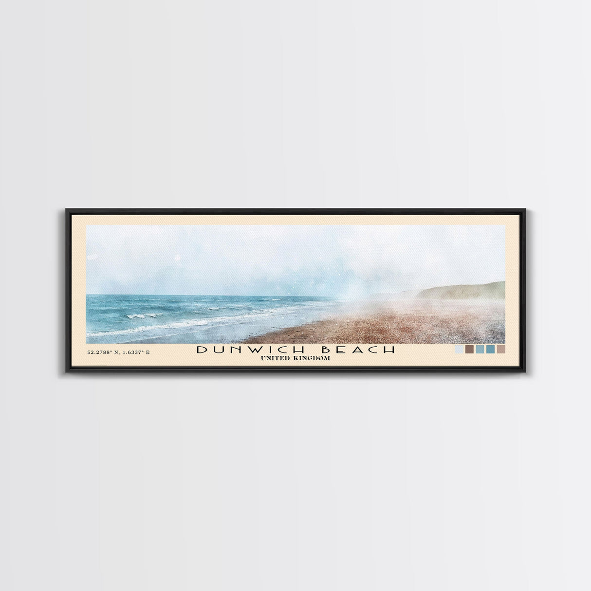 Dunwich Beach, United Kingdom Watercolor Beach Print, Vacation Gift, United Kingdom Wall Art, Framed Canvas Print, Framed Beach Painting