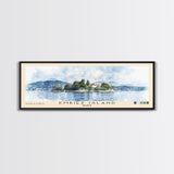 Embiez Island, France Watercolor Beach Print, Vacation Gift, France Wall Art, Framed Canvas Print, Framed Beach Painting