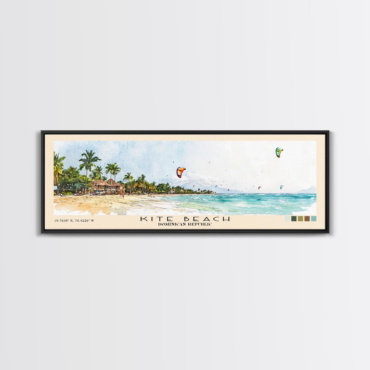 Kite Beach, Dominican Republic Watercolor Beach Print, Vacation Gift, Dominican Republic Wall Art, Framed Canvas Print, Framed Beach Painting