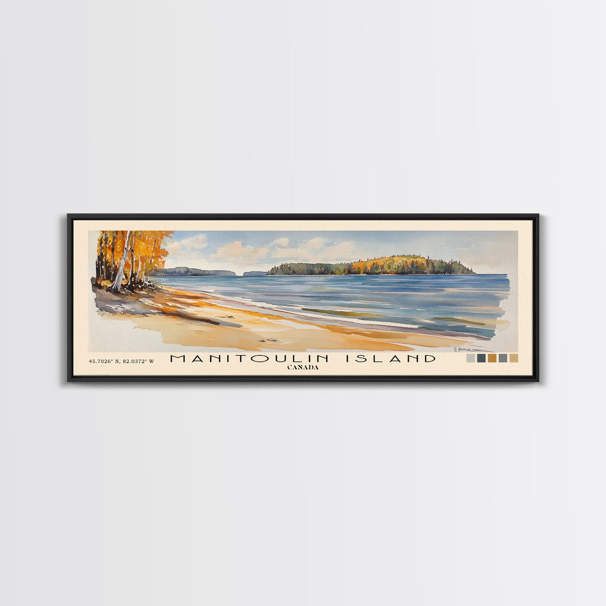 Manitoulin Island, Canada Watercolor Beach Print, Vacation Gift, Canada Wall Art, Framed Canvas Print, Framed Beach Painting