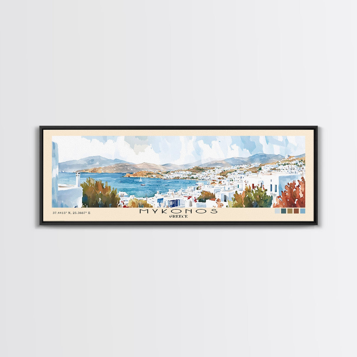 Mykonos, Greece Watercolor Beach Print, Vacation Gift, Greece Wall Art, Beach Painting, Beach Decor, Beach Painting