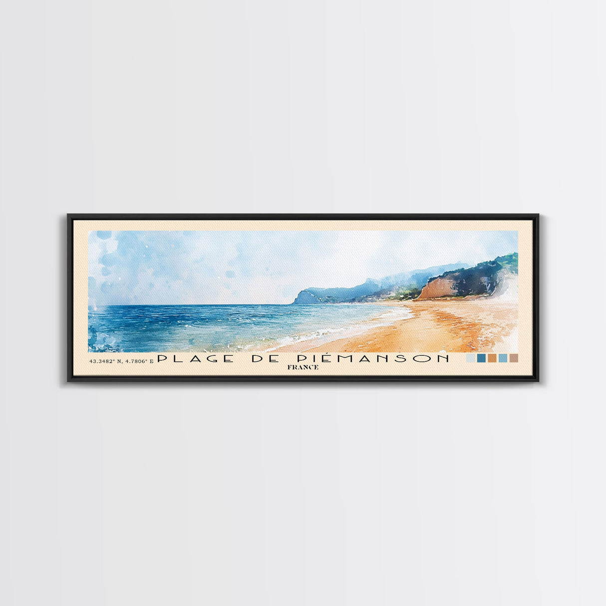 Plage de Piémanson, France Watercolor Print, Vacation Gift, France Wall Art, Beach Painting, Beach Decor, Large Wall Art, Wood Frame Art