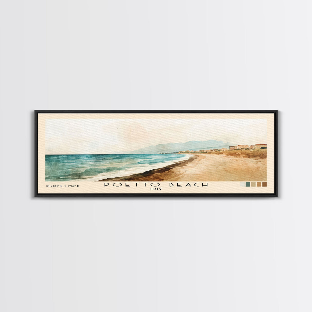 Poetto Beach, Italy Watercolor Beach Print, Vacation Gift, Italy Wall Art, Beach Painting, Beach Decor, Beach Painting