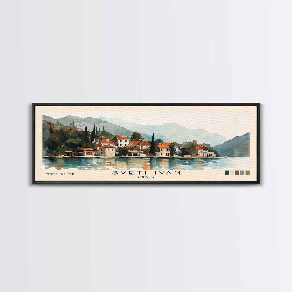 Sveti Ivan , Croatia Watercolor Beach Print, Vacation Gift, Croatia Wall Art, Framed Canvas Print, Framed Beach Painting