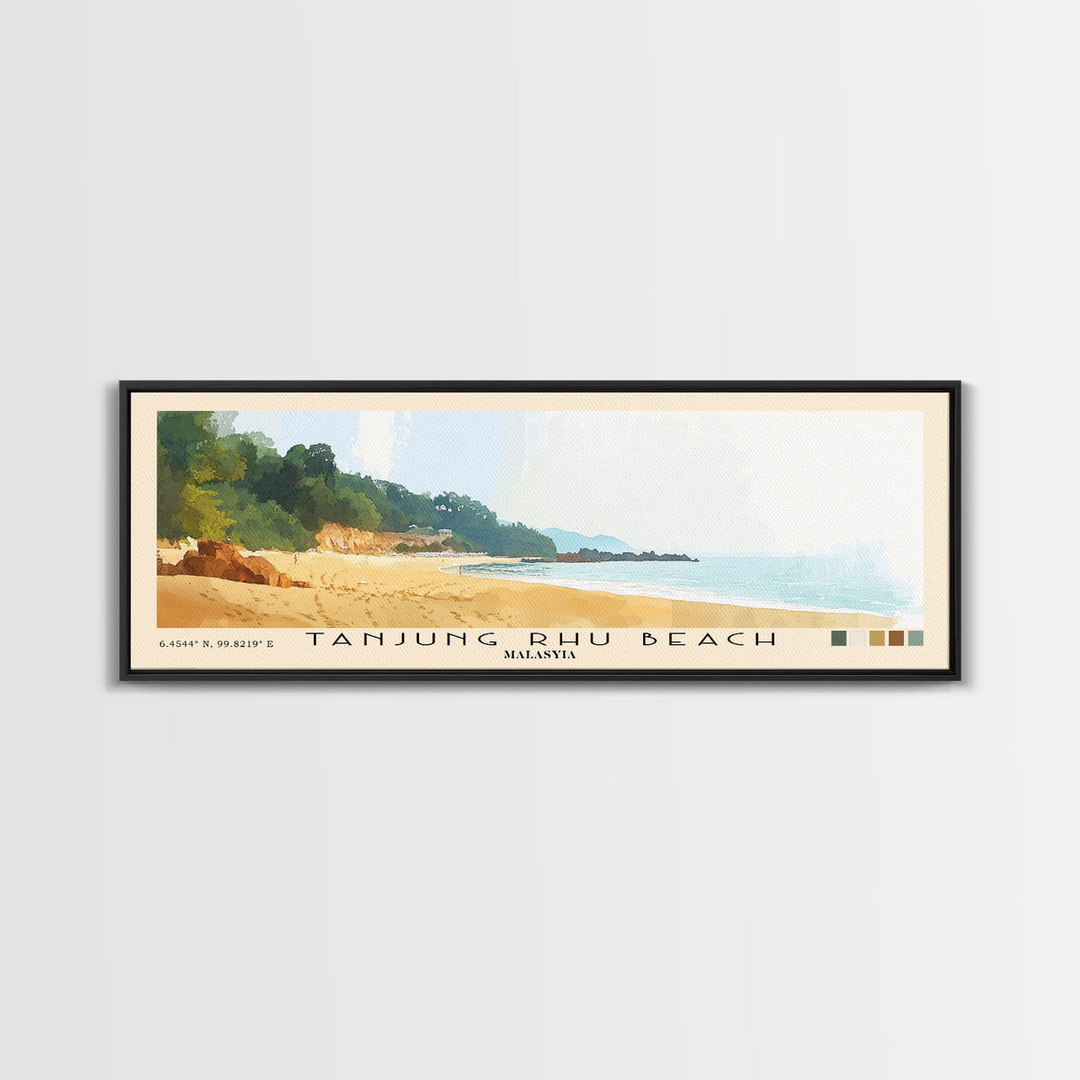 Tanjung Rhu Beach, Malasyia Watercolor Beach Print, Vacation Gift, Malasyia Wall Art, Framed Canvas Print, Framed Beach Painting