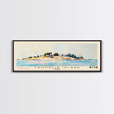 Tromelin Island, France Watercolor Beach Print, Vacation Gift, France Wall Art, Framed Canvas Print, Framed Beach Painting