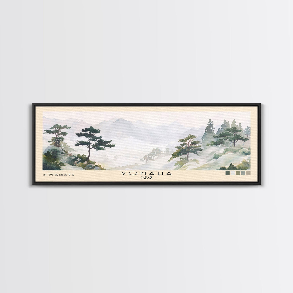 Yonaha, Japan Watercolor Beach Print, Vacation Gift, Japan Wall Art, Framed Canvas Print, Framed Beach Painting