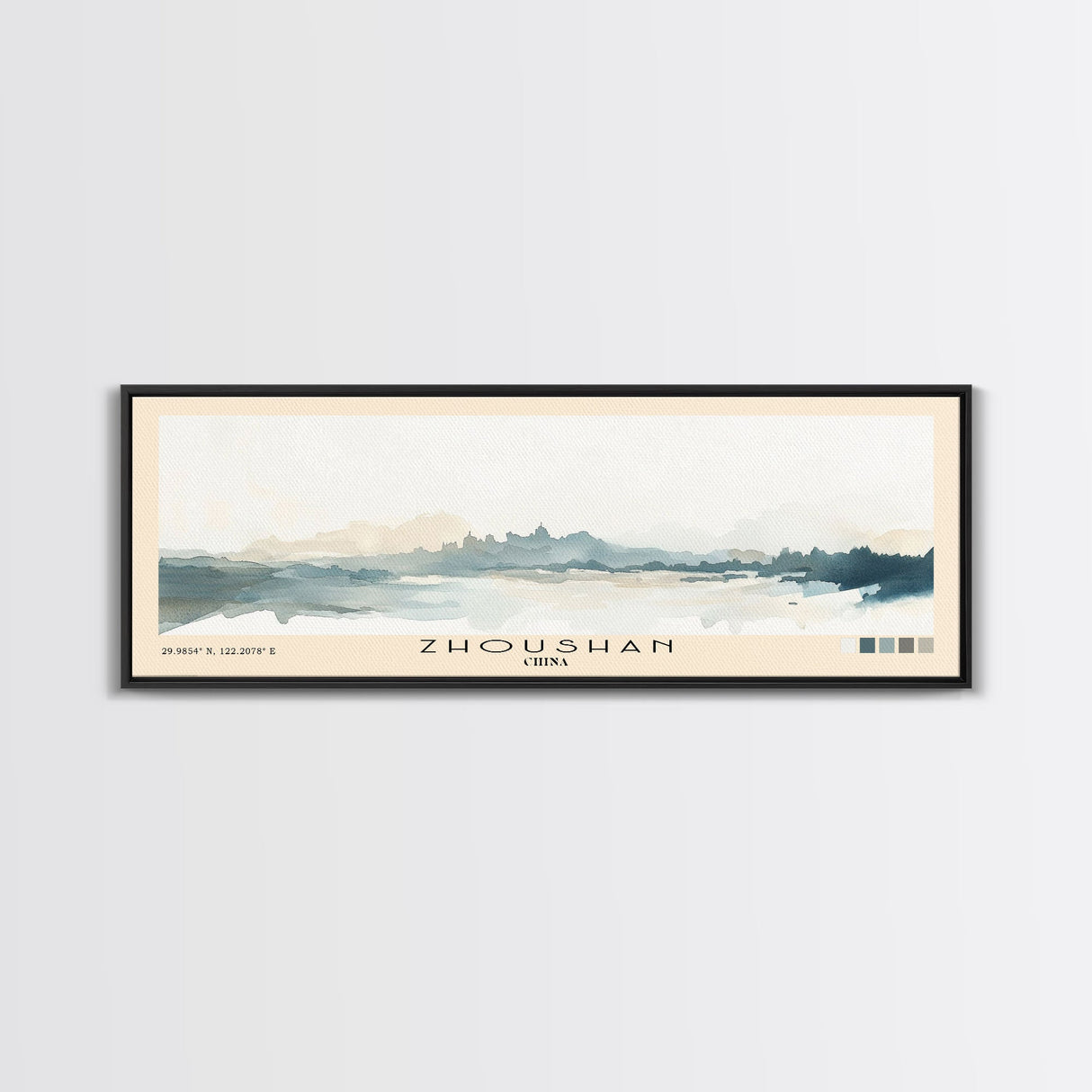 Zhoushan, China Watercolor Beach Print, Vacation Gift, China Wall Art, Beach Painting, Beach Decor, Beach Painting