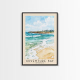 Adventure Bay, Australia Watercolor Beach Print, Vacation Gift, Australia Wall Art, Framed Canvas Print, Framed Beach Painting