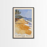 Alappuzha Beach, India Watercolor Print, Vacation Gift, India Wall Art, Beach Painting, Beach Decor, Large Wall Art, Wood Frame Art