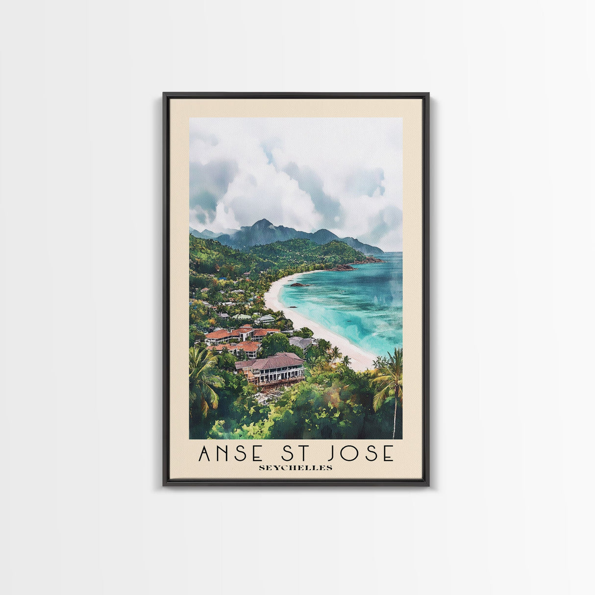 Anse St Jose, Seychelles Watercolor Beach Print, Vacation Gift, Seychelles Wall Art, Beach Painting, Beach Decor, Beach Painting