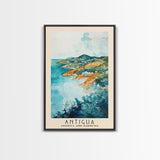 Antigua, Antigua and Barbuda Watercolor Beach Print, Vacation Gift, Antigua and Barbuda Wall Art, Framed Canvas Print, Framed Beach Painting