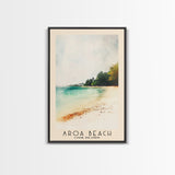 Aroa Beach, Cook Islands Watercolor Print, Vacation Gift, Cook Islands Wall Art, Beach Painting, Beach Decor, Large Wall Art, Wood Frame Art