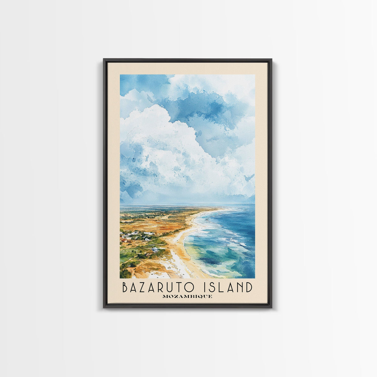 Bazaruto Island, Mozambique Watercolor Beach Print, Vacation Gift, Mozambique Wall Art, Beach Painting, Beach Decor, Beach Painting