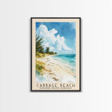 Cabbage Beach, Paradise Island, Bahamas Watercolor Beach Print, Vacation Gift, Paradise Island, Bahamas Wall Art, Framed Canvas Print, Framed Beach Painting