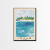 Cat Island, Bahamas Watercolor Beach Print, Vacation Gift, Bahamas Wall Art, Framed Canvas Print, Framed Beach Painting