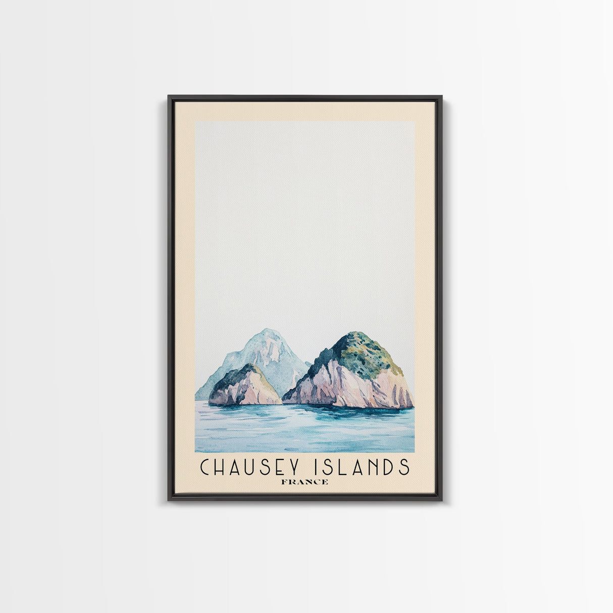 Chausey Islands, France Watercolor Beach Print, Vacation Gift, France Wall Art, Framed Canvas Print, Framed Beach Painting