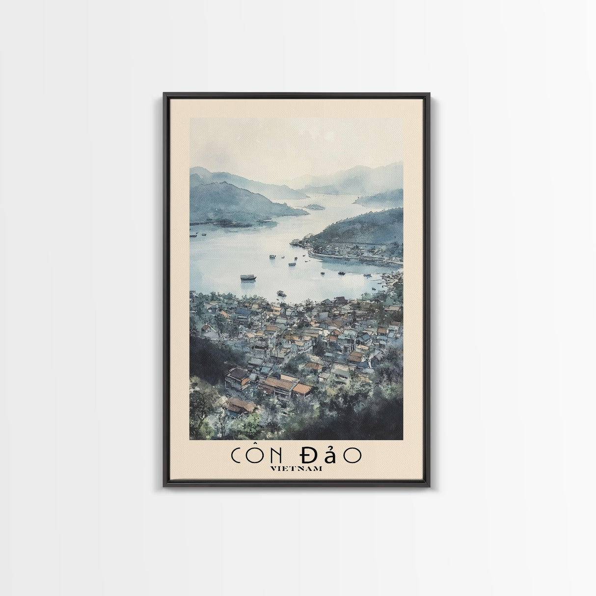 Côn Đảo, Vietnam Watercolor Beach Print, Vacation Gift, Vietnam Wall Art, Framed Canvas Print, Framed Beach Painting