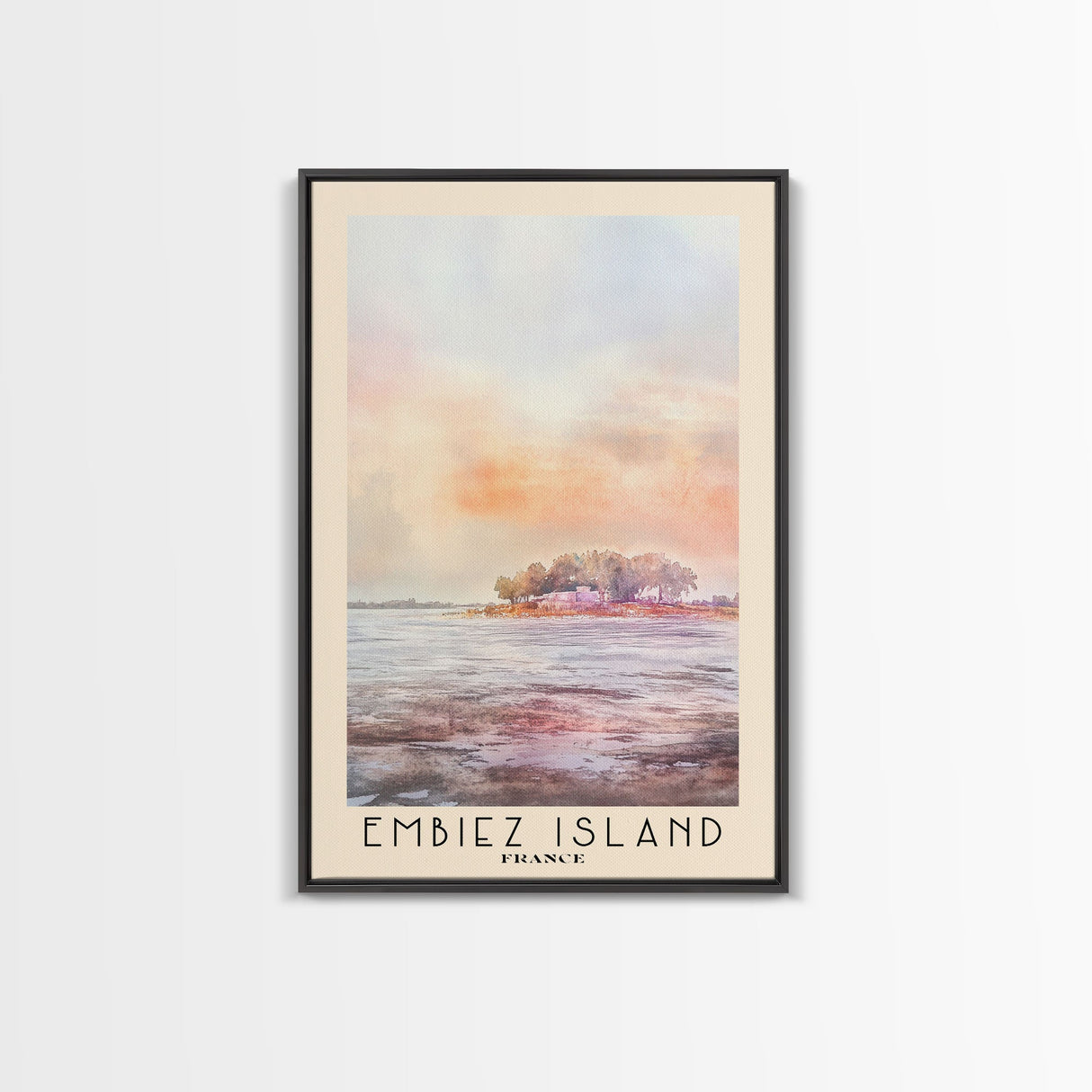 Embiez Island, France Watercolor Beach Print, Vacation Gift, France Wall Art, Framed Canvas Print, Framed Beach Painting