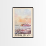 Embiez Island, France Watercolor Beach Print, Vacation Gift, France Wall Art, Framed Canvas Print, Framed Beach Painting