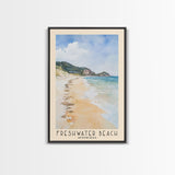 Freshwater Beach, Australia Watercolor Beach Print, Vacation Gift, Australia Wall Art, Framed Canvas Print, Framed Beach Painting