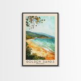 Golden Sands, Bulgaria Watercolor Beach Print, Vacation Gift, Bulgaria Wall Art, Framed Canvas Print, Framed Beach Painting