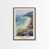 Koh Lipe, Thailand Watercolor Beach Print, Vacation Gift, Thailand Wall Art, Framed Canvas Print, Framed Beach Painting