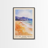 Lo So Shing Beach, Hong Kong Watercolor Beach Print, Vacation Gift, Hong Kong Wall Art, Framed Canvas Print, Framed Beach Painting