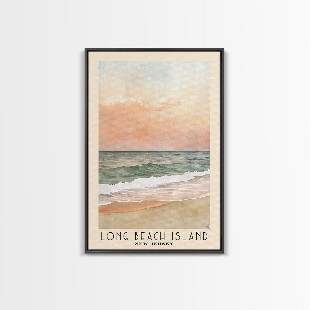 Long Beach Island, New Jersey Watercolor Print, Vacation Gift, New Jersey Wall Art, Beach Painting, Beach Decor, Large Wall Art, Wood Frame Art