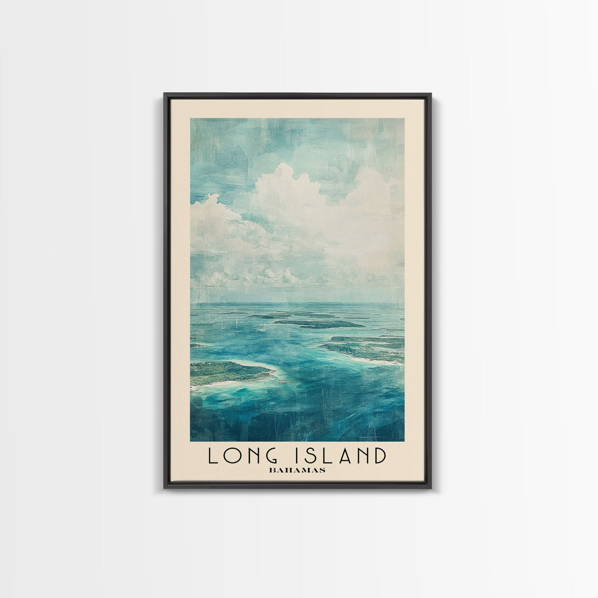 Long Island, Bahamas Watercolor Beach Print, Vacation Gift, Bahamas Wall Art, Framed Canvas Print, Framed Beach Painting