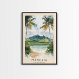 Mangaia, Cook Islands Watercolor Print, Vacation Gift, Cook Islands Wall Art, Beach Painting, Beach Decor, Large Wall Art, Wood Frame Art