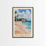 Mullins Beach, Barbados Watercolor Beach Print, Vacation Gift, Barbados Wall Art, Framed Canvas Print, Framed Beach Painting