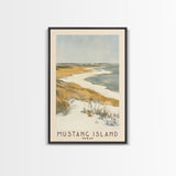 Mustang Island, Texas Watercolor Beach Print, Vacation Gift, Texas Wall Art, Framed Canvas Print, Framed Beach Painting