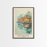 Nishihama, Japan Watercolor Beach Print, Vacation Gift, Japan Wall Art, Framed Canvas Print, Framed Beach Painting