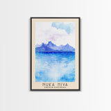 Nuka Hiva, French Polynesia Watercolor Beach Print, Vacation Gift, French Polynesia Wall Art, Framed Canvas Print, Framed Beach Painting