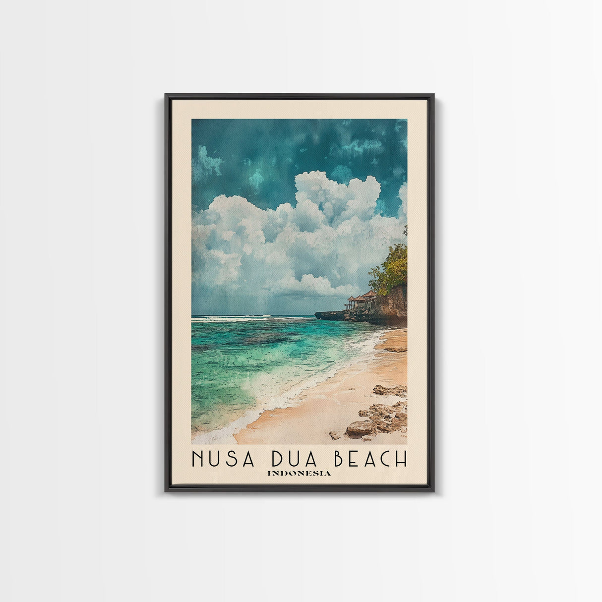 Nusa Dua Beach, Indonesia Watercolor Beach Print, Vacation Gift, Indonesia Wall Art, Beach Painting, Beach Decor, Beach Painting