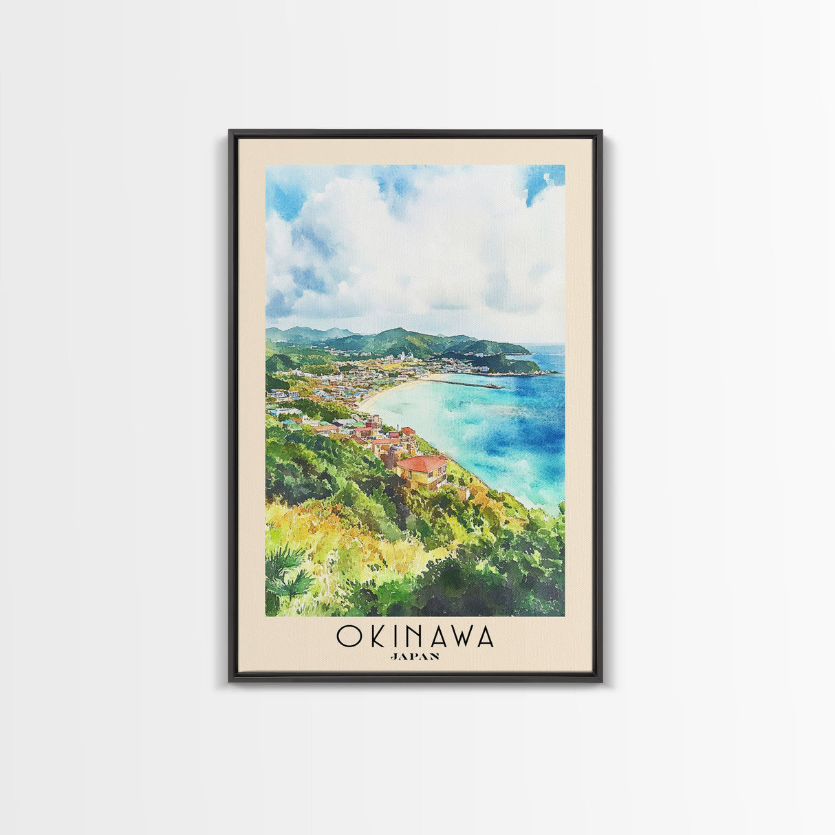 Okinawa, Japan Watercolor Beach Print, Vacation Gift, Japan Wall Art, Beach Painting, Beach Decor, Beach Painting