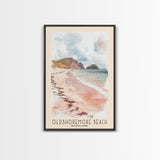 Oldshoremore beach, Scotland Watercolor Beach Print, Vacation Gift, Scotland Wall Art, Framed Canvas Print, Framed Beach Painting