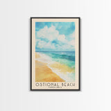 Ostional Beach, Costa Rica Watercolor Beach Print, Vacation Gift, Costa Rica Wall Art, Framed Canvas Print, Framed Beach Painting