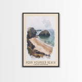 Pedn Vounder Beach, United Kingdom Watercolor Beach Print, Vacation Gift, United Kingdom Wall Art, Framed Canvas Print, Framed Beach Painting