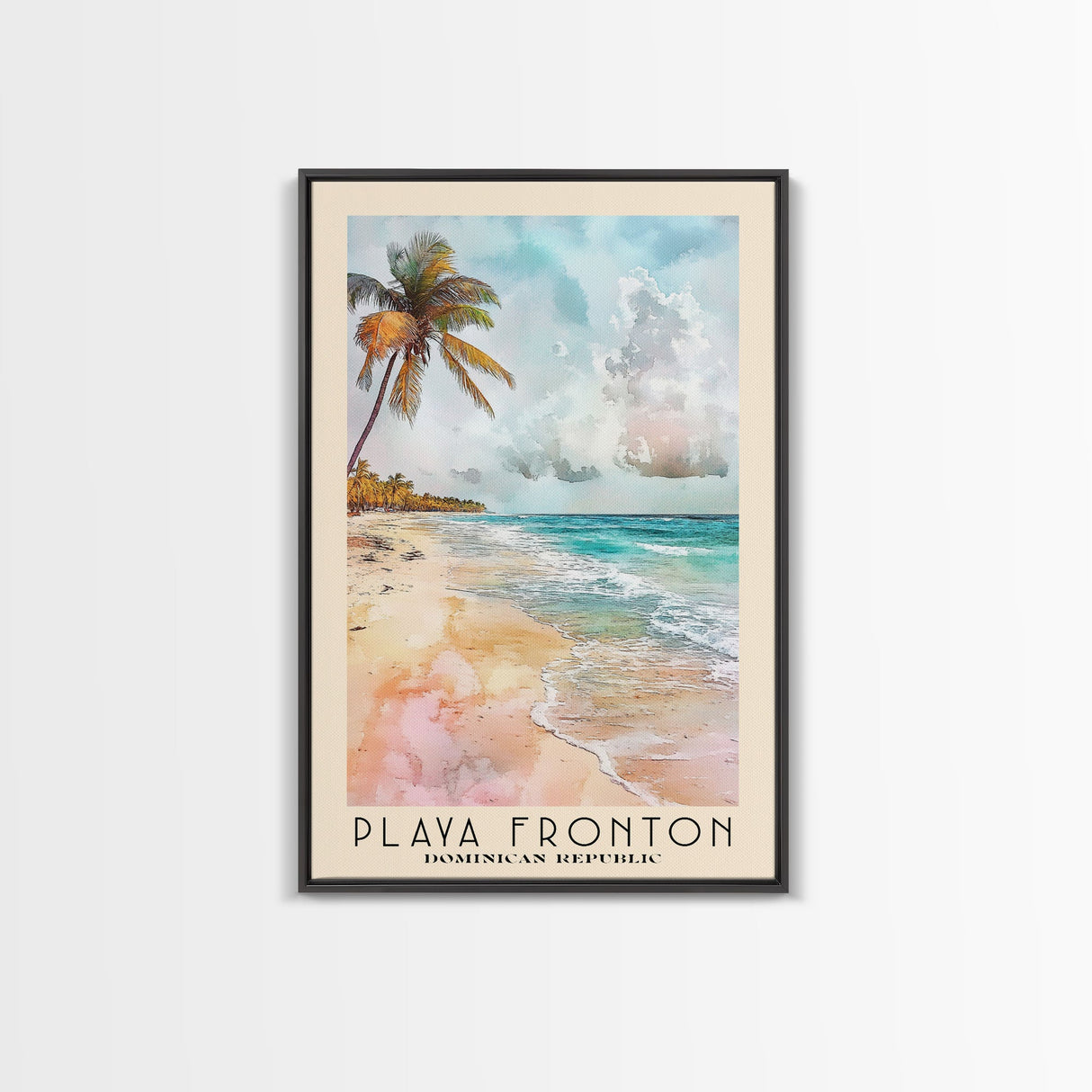 Playa Fronton, Dominican Republic Watercolor Print, Vacation Gift, Dominican Republic Wall Art, Beach Painting, Beach Decor, Large Wall Art, Wood Frame Art