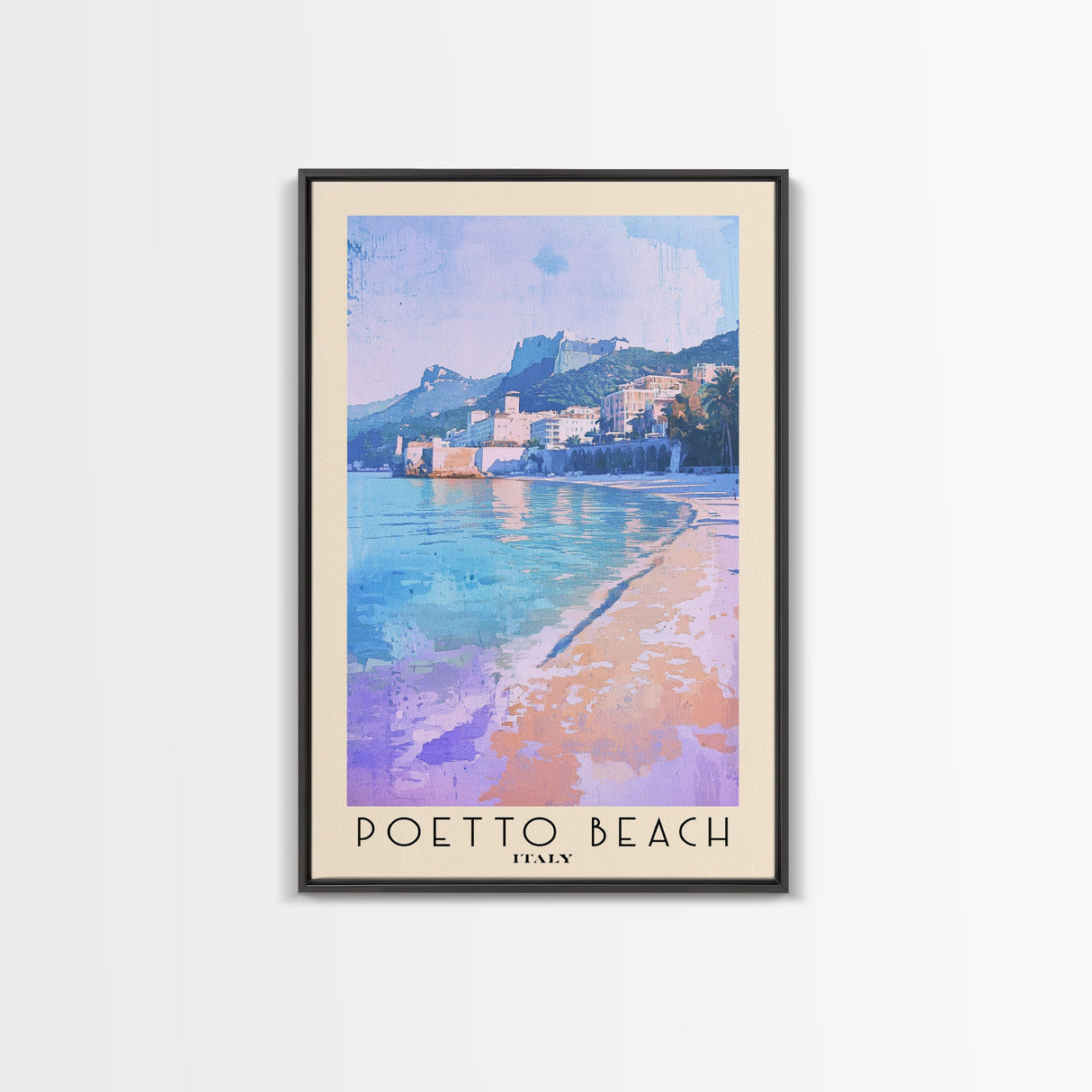 Poetto Beach, Italy Watercolor Beach Print, Vacation Gift, Italy Wall Art, Beach Painting, Beach Decor, Beach Painting