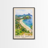 Praia do Sancho, Brazil Watercolor Beach Print, Vacation Gift, Brazil Wall Art, Framed Canvas Print, Framed Beach Painting