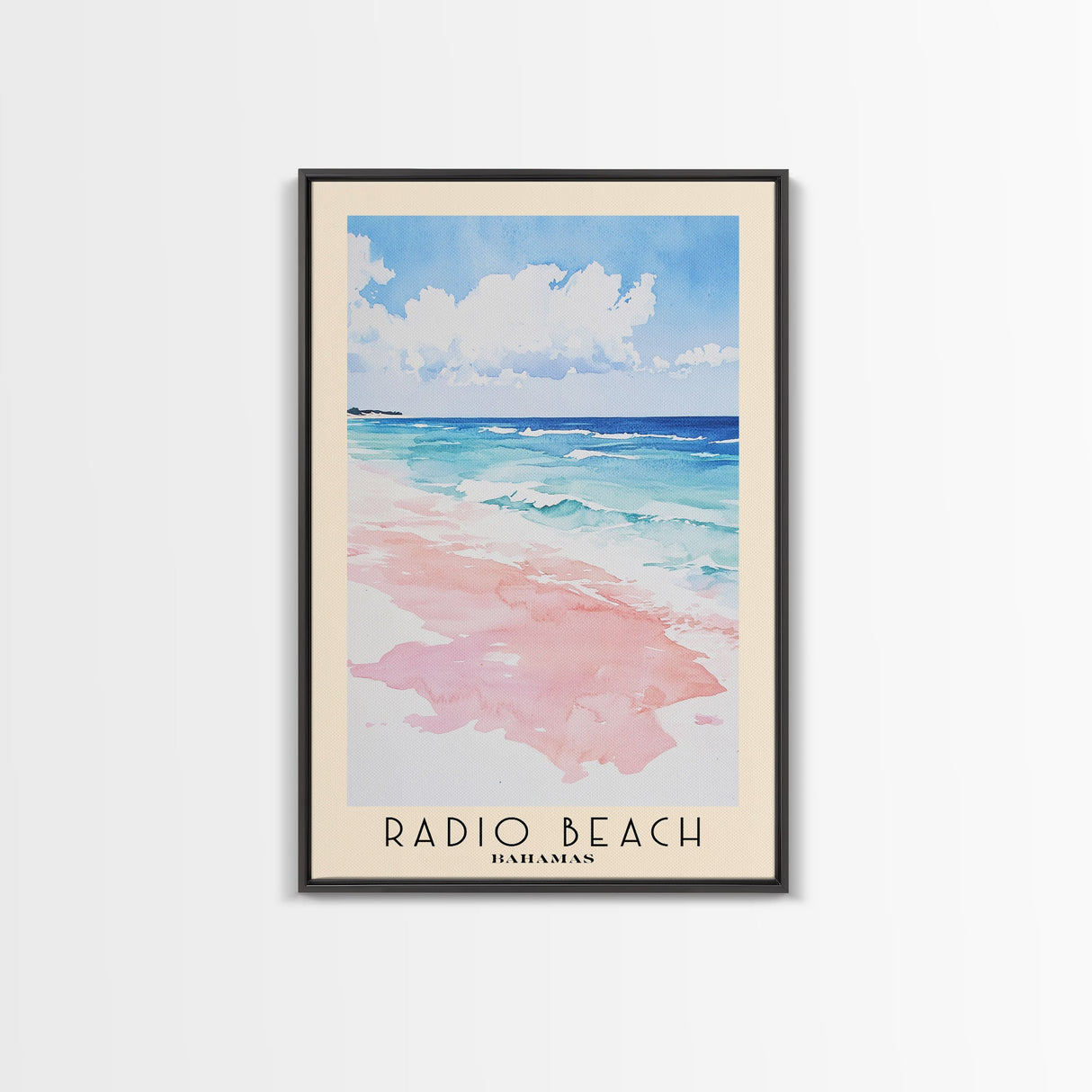 Radio Beach, Bahamas Watercolor Print, Vacation Gift, Bahamas Wall Art, Beach Painting, Beach Decor, Large Wall Art, Wood Frame Art